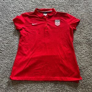 Nike Team USA Soccer Polo Shirt Jersey Red 2016 Olympics Women’s XL Short Sleeve